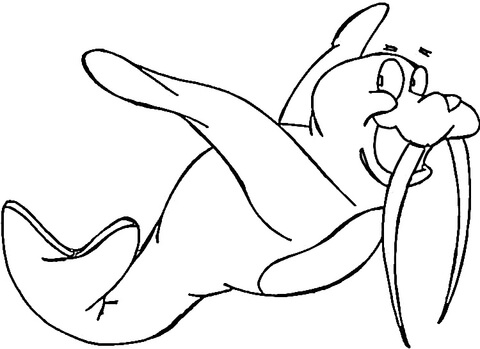 Flying Walrus  Coloring Page